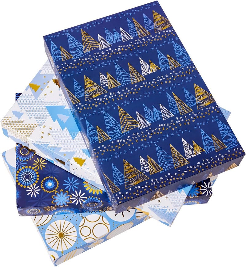 SUNCOLOR 12 Pack 14" Blue Large Christmas Gift Boxes With Lids For Clothes Presents - Image 1